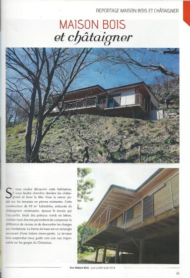 Maison bois Joël Belmonte parution dans Ecomaisonbois Ecomaisonbois de 2018 page1 description