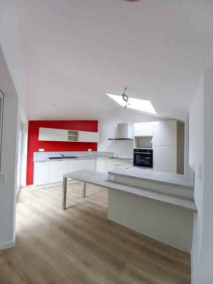 Vue intérieure en cours de chantier Photo de l'espace cuisine