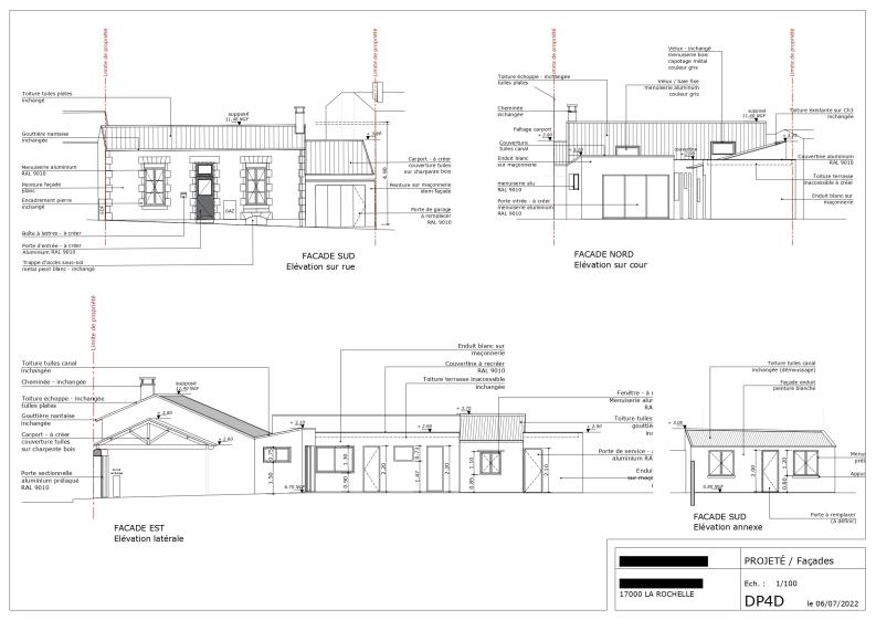 Façades projetées Façades, dessin, dossier PC