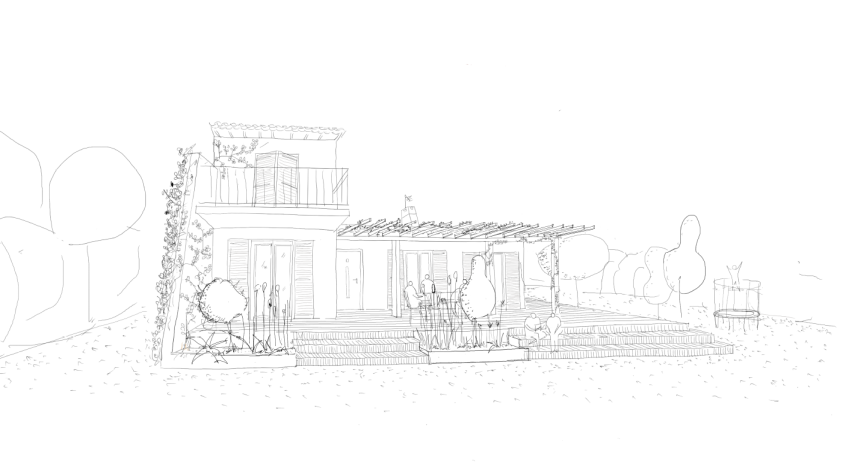 Proposition d'aménagement extérieur Croquis d'esquisse