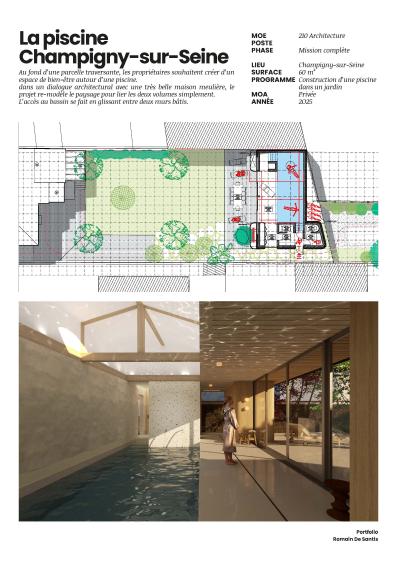 PLAN JARDIN ET PERSPECTIVE SUR LE BASSIN