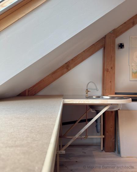 Aménagement de combles, point d'eau point d'eau en L, sous combles en mdf