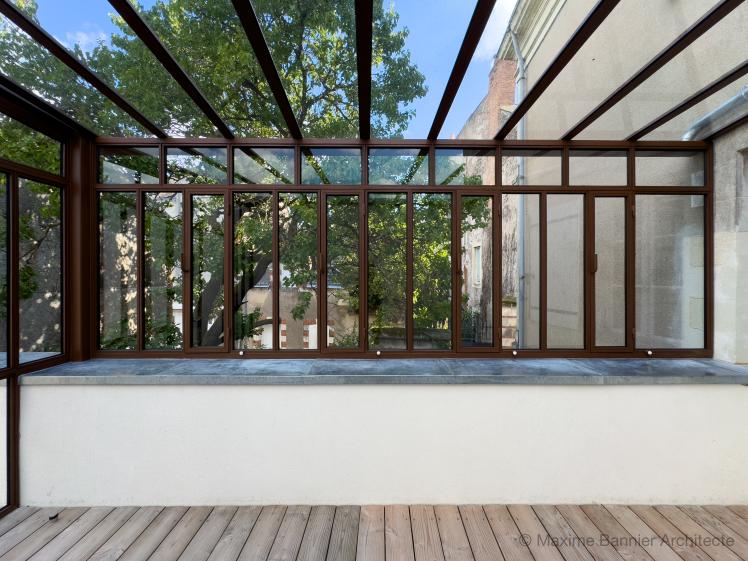 Façade sur cours dessin de la verrière sur mesure