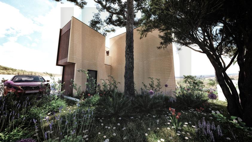 Villa container MADM . Vue angle Nord-Ouest Villa container MADM . Vue angle Nord-Ouest