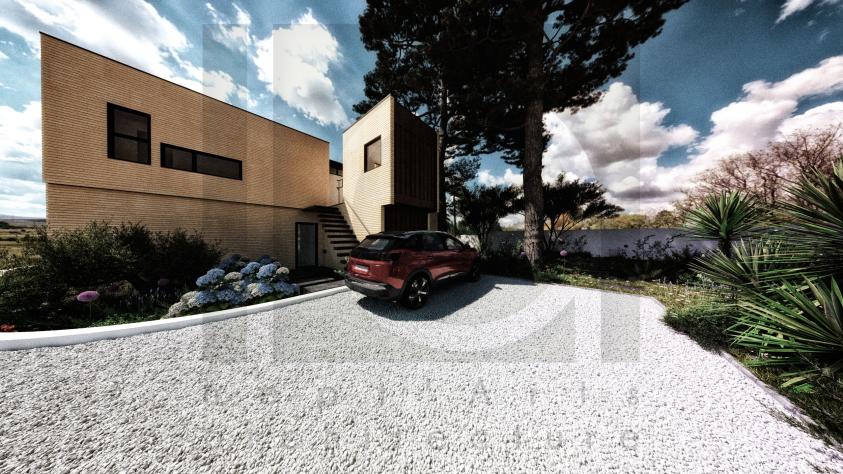 Villa container MADM . Vue depuis la zone de stationnement Villa container MADM . Vue depuis la zone de stationnement