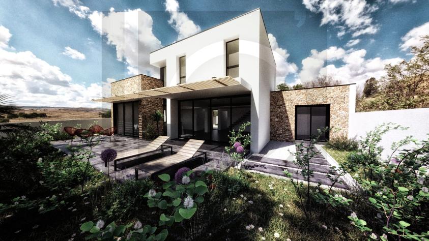 Vue angle Sud-Est villa architecte ahd construction décoration maison architecture moderne bouc-bel-air vue angle sud-est