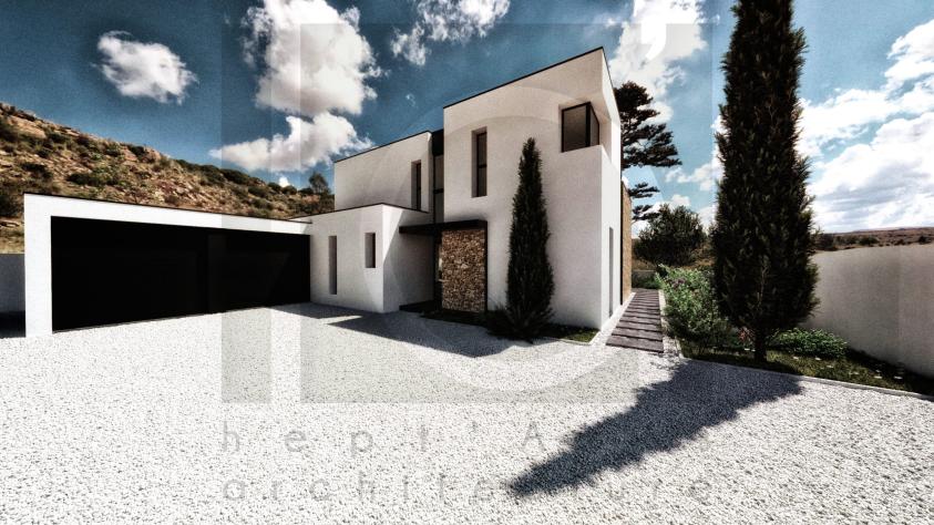 Vue depuis l'accès au terrain villa architecte ahd construction décoration maison architecture moderne bouc-bel-air vue depuis accès terrain