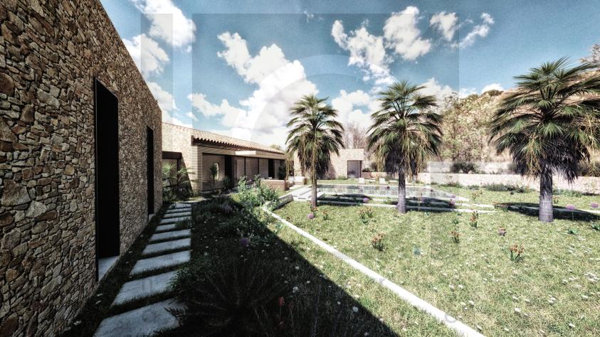 Vue depuis l'angle Sud-Ouest villa architecte sgb construction maison architecture contemporaine cornillon-confoux vue depuis angle sud-ouest