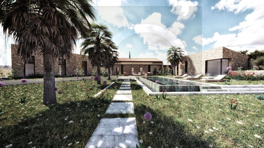 Vue axe façade Sud villa architecte sgb construction maison architecture contemporaine cornillon-confoux vue facade axe sud