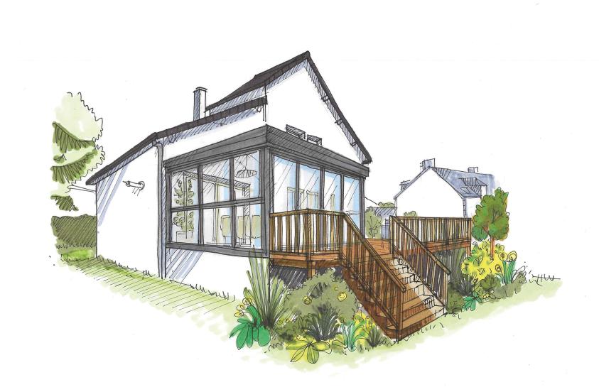 Perspective d'ambiance - véranda et terrasse Perspective d'ambiance - véranda et terrasse