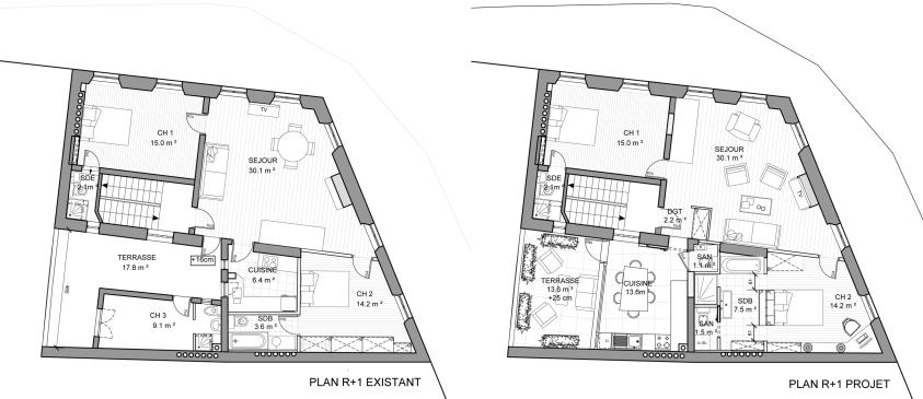 PLAN EXISTANT, PLAN PROJET