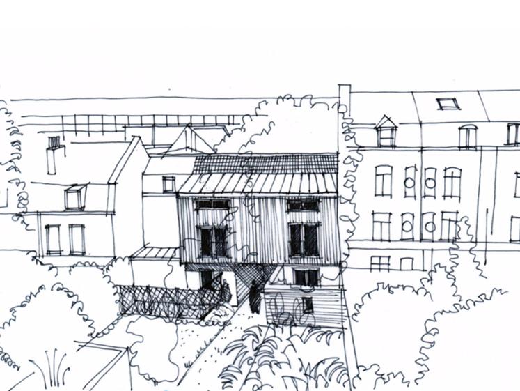 Rénovation de deux maisons de ville à Lille - Extension Ossature bois - Bardage bois - couverture zinc