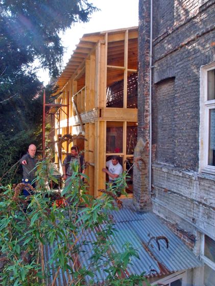 Rénovation de deux maisons de ville à Lille - Extension Ossature bois - Bardage bois - couverture zinc