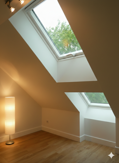 fenêtre de toit double - lumière modifiée par IA