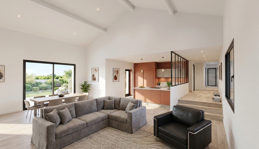 Ambiance du salon-séjour-cuisine