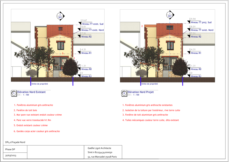 Extrait dossier DP - Façades sur jardin