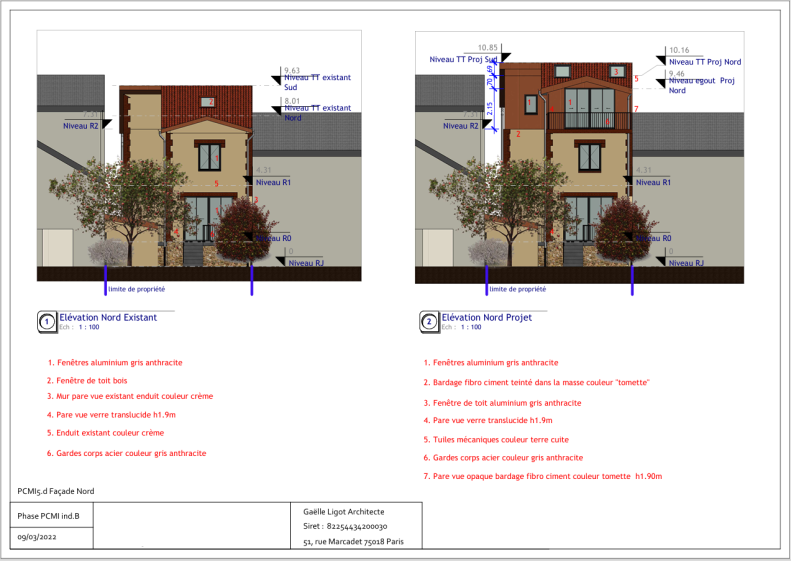 Extrait dossier PC - Façade Nord