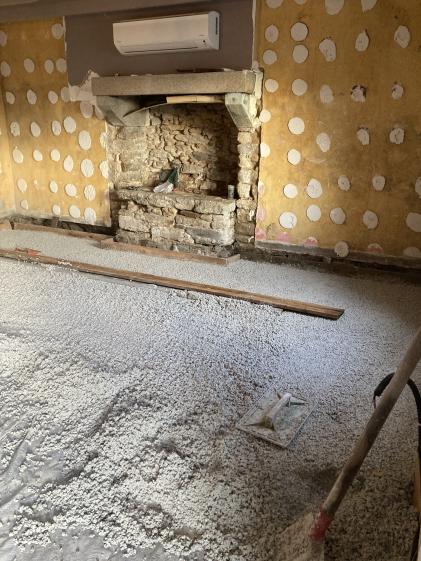 Présentation du chantier - Réalisation d'une dalle chaux liège