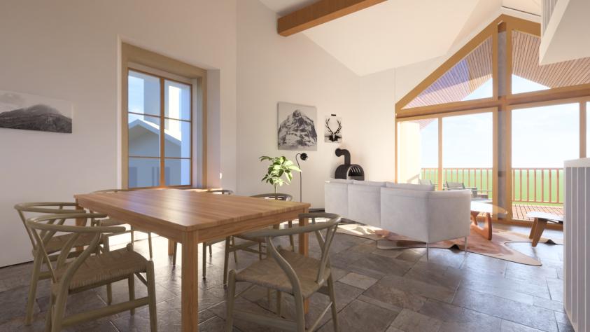 Volume pièce à vivre sous combles remaniés - Etat projeté