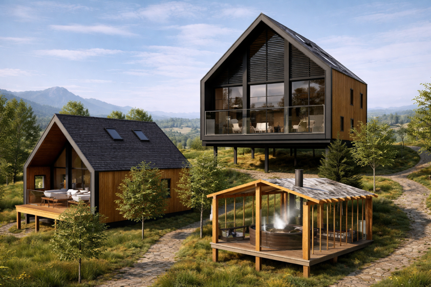 Vue sur la vallée lointaine et la nécropole