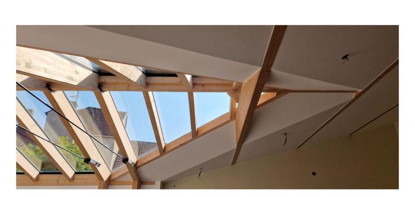 Détail d'une charpente, support de verrière