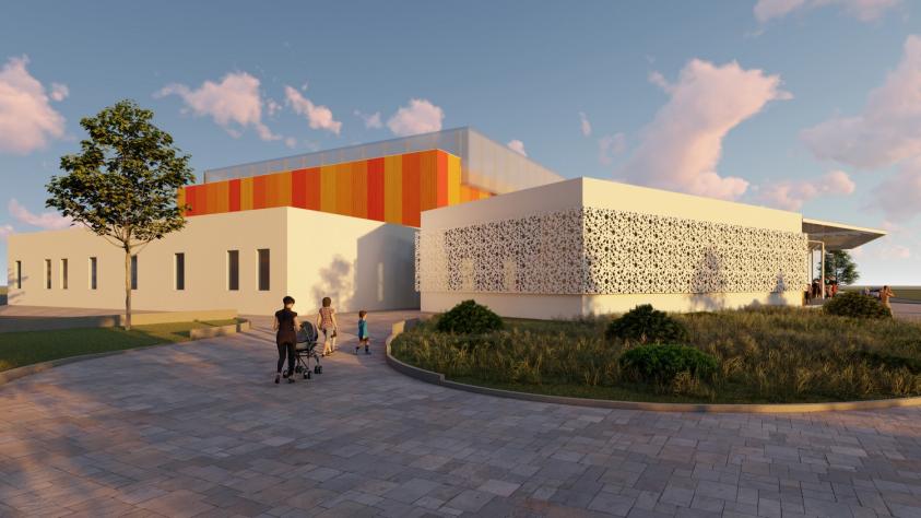 Bâtiment et paysage Le projet s’inscrit dans son environnement grâce à une implantation sobre et un travail sur les abords végétalisés.