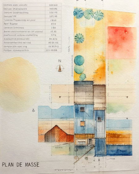 La maison vue du ciel en plan de masse .