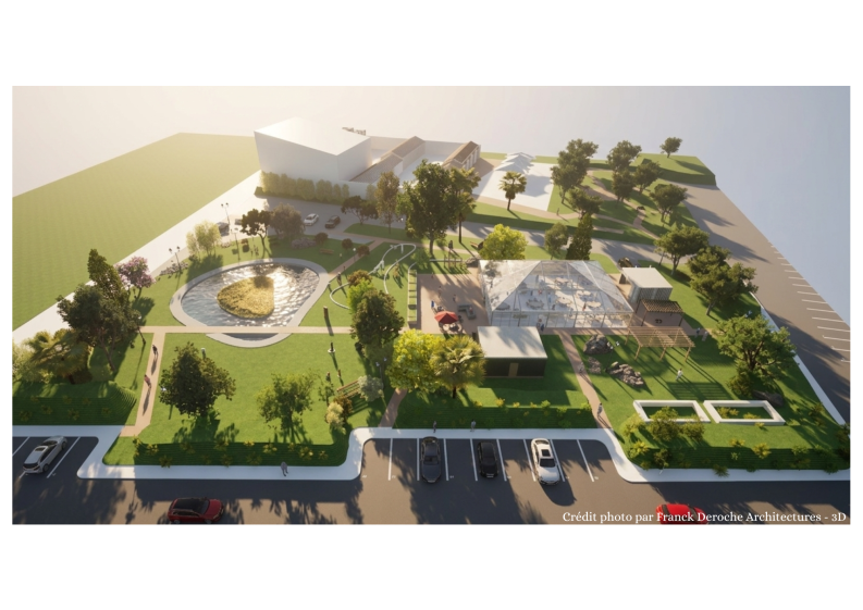 Vue aérienne de jour du projet en phase projetée