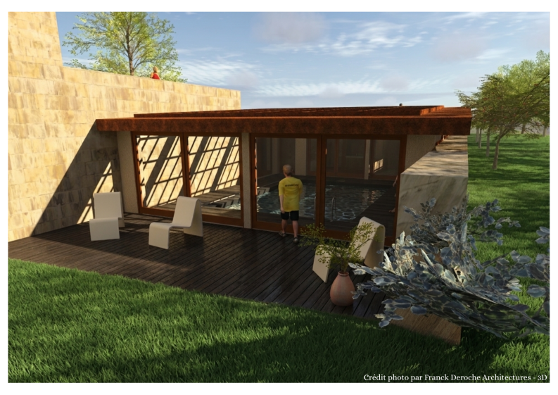 Vue extérieure de la piscine en phase projetée