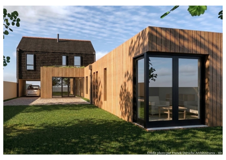 Vue de l'extension depuis le jardin en phase projetée