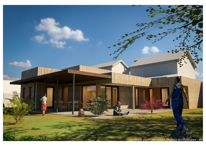 Vue de l'extension depuis le jardin en phase projetée