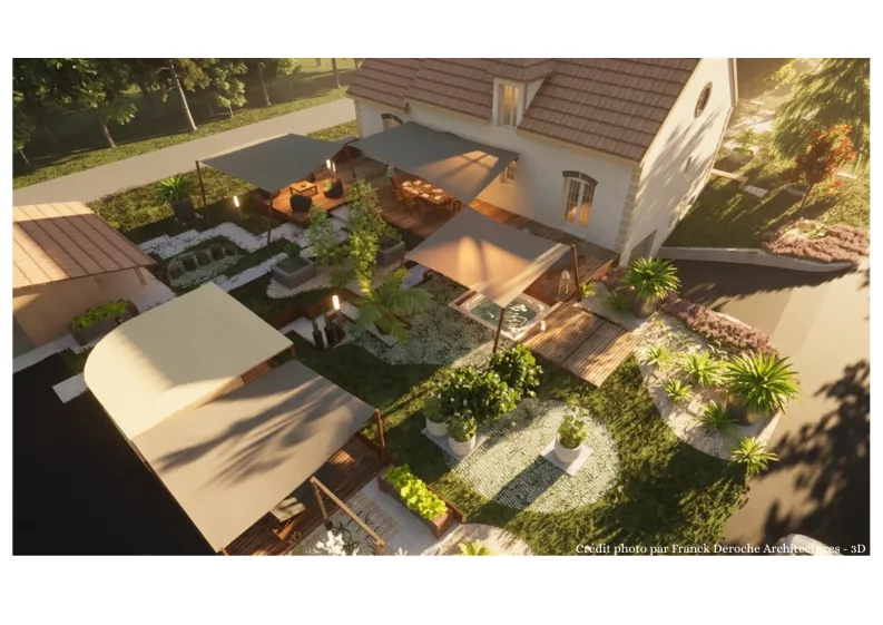 Vue arrière du jardin en phase projetée