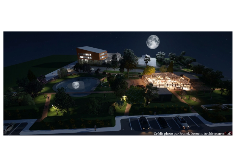 Vue aérienne de nuit du projet en phase projetée