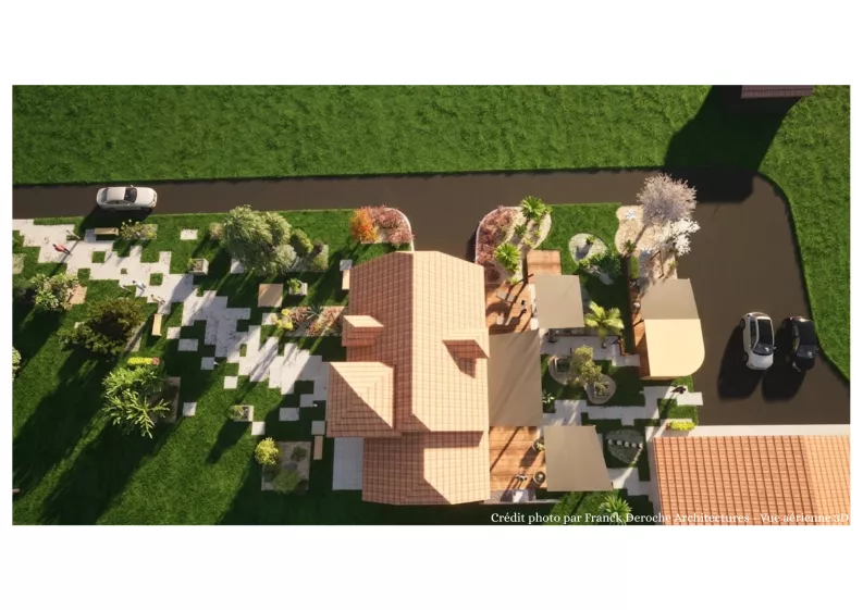 Vue aérienne du jardin en phase projetée