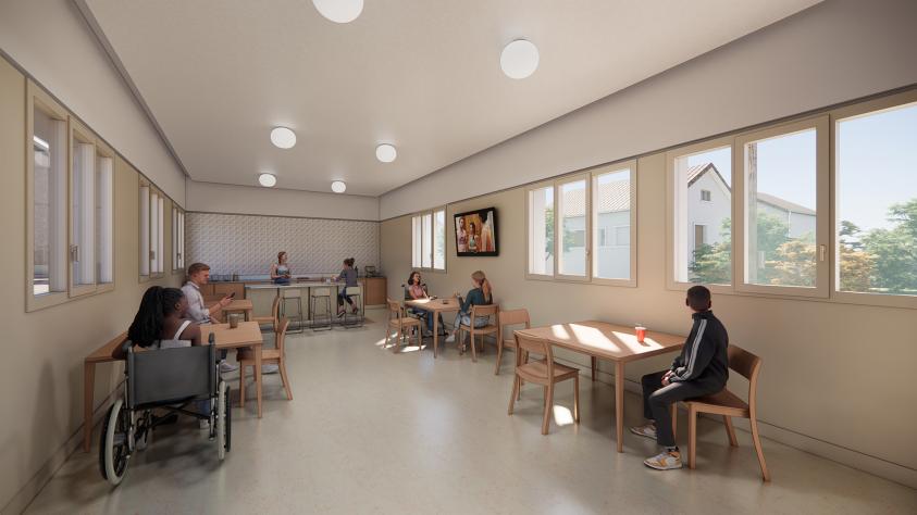 Perspective du projet sur la salle de convivialité