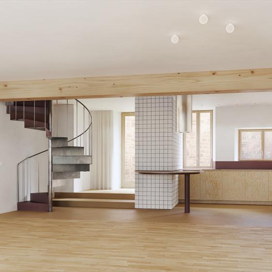 Vue du séjour de l'appartement réhabilité Vue du séjour de l'appartement réhabilité