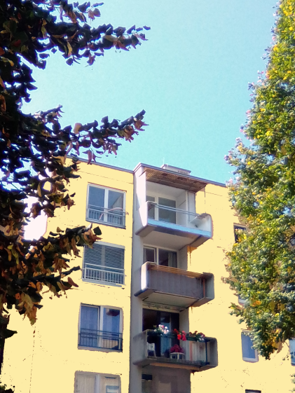 Un T3 divisé en studio et T2 Immeuble 1977 BS3 balcons
