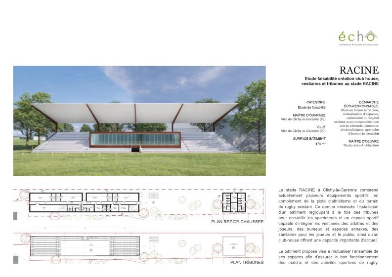 Club house et tribunes •  Études de faisabilité | Clichy-la-Garenne  (92)
