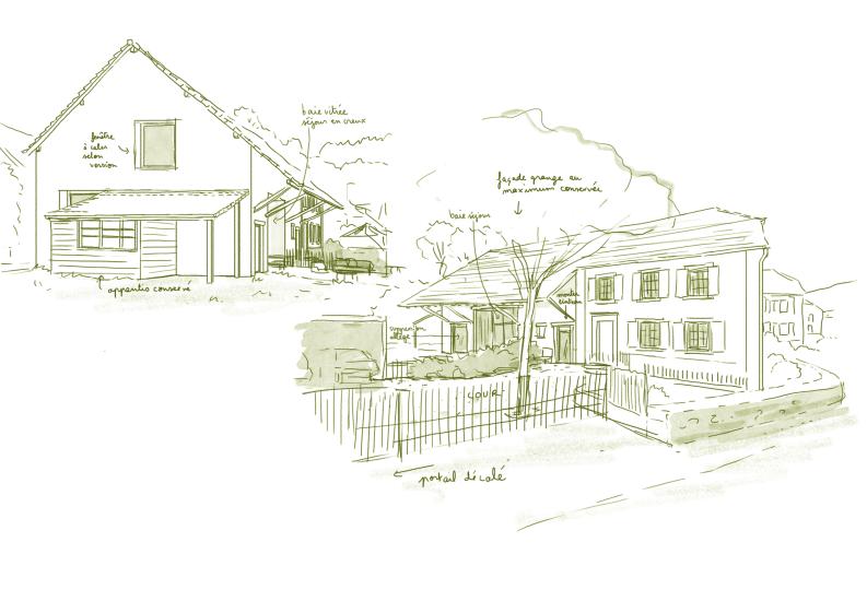 Visuel sur façade après rénovation -  illustration à vol d'oiseau