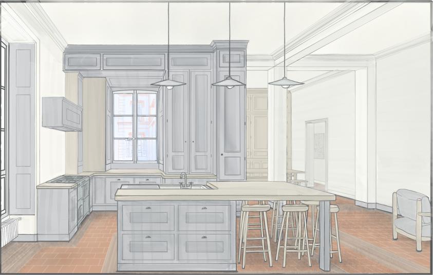 Dessin de la première proposition faite pour la cuisine Dessin de la première proposition faite pour la cuisine
