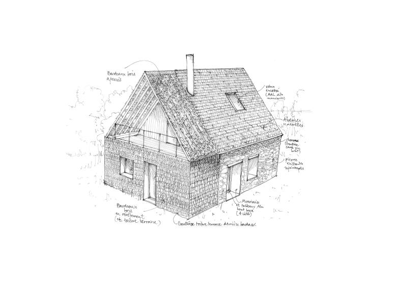 Croquis de l'extérieur de la maison 