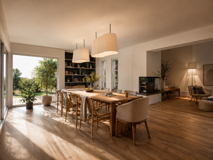 Intérieur de l'extension Extension de maison à Saint-Avold (57) – pièce de vie lumineuse et ouverte sur l’extérieur