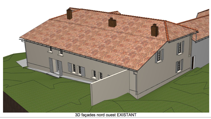 Vue 3D façade nord existant