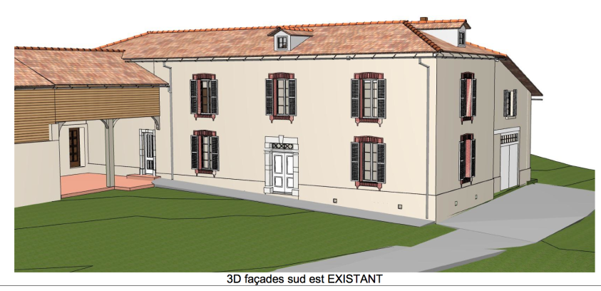 Vue 3D façade sud-est existant