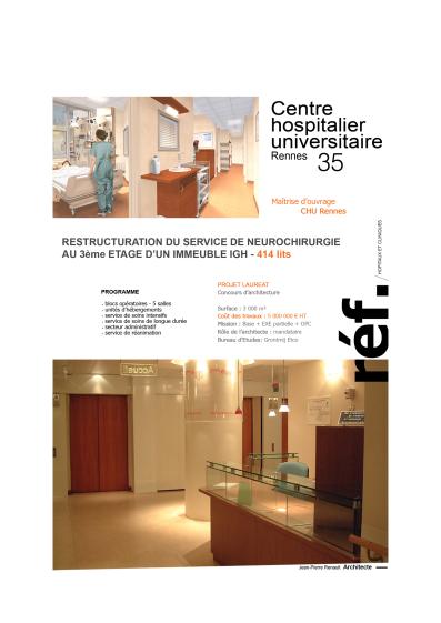 Restructuration du service Neurochirurgie - 3ème étage du bâtiment