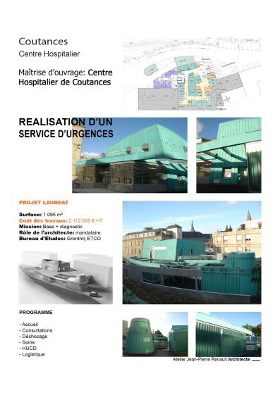 Concours pour la création d'un service d'urgences à Coutances - Projet Lauréat