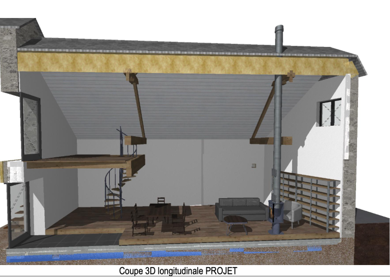 Coupe 3D longitudinale du projet 