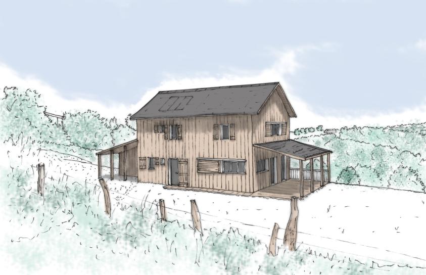 dessin maison bois