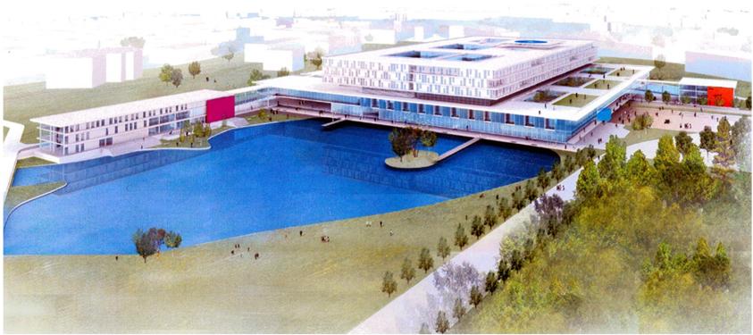 Proposition pour la création du centre Hospitalier William MOrey en collaboration avec 2 autres architectes - Projet non retenu