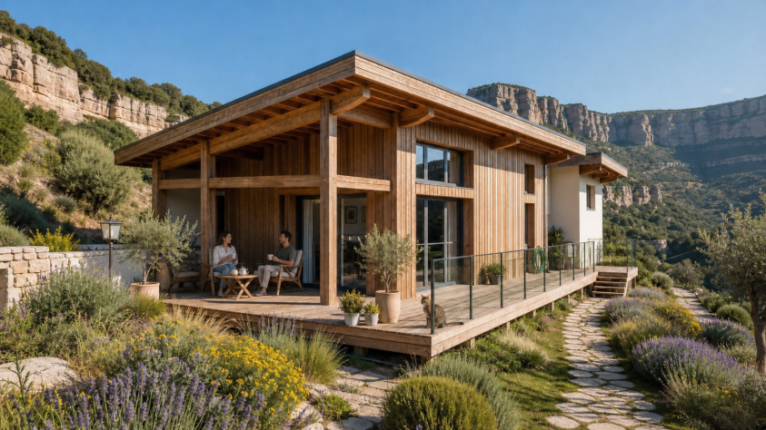 Construction d’une maison neuve à ossature bois au Massegros Causses Gorges (48)